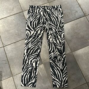 Trendy zebra pattern black and white pants